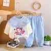 Conjunto Casual de Dos Piezas Sudadera 3D de Sirena para Niñas 2025 Nuevo Moda para Bebé Atuendo Elegante y Moderno de Otoño
