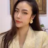 Pendientes Huecos con Forma de Huevo Transfronterizos, Estilo Retro Europeo y Americano Estilo Hong Kong, Pendientes Sencillos Tridimensionales Tipo Espejo, Accesorios para Orejas de Lujo Ligero de Alta Gama