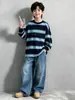 Nueva colección de otoño: Camiseta de manga larga para niños, top a rayas infantil, camiseta casual elegante y versátil