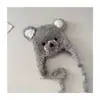 Gorro de Invierno Súper Lindo de Peluche de Oso con Protección para Orejas para Niños y Niñas Bebé Gorro Estilo Lei Feng Versátil Gorro de Punto