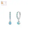 Pendientes Colgantes de Plata S925 Lujo Ligero Retro Turquesa para Mujer Estilo Europeo y Americano Lujo Ligero Diseño de Nicho Estilo Ins Joyería para Orejas