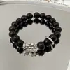 Pulsera Nueva Estilo Chino Año del Dragón con Diseño de Nicho, Moderna y Versátil, Estilo Antiguo, Realza el Cutis, Pulsera de Cuentas de Vidrio para Hombres y Mujeres