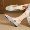Zapatos de Verano para Mujer Estilo Francés, Punta Cuadrada, Malla, Mary Jane, Medias Zapatillas, Transpirables, Huecos, Correa Única, Estilo Suave, para Commuter, Slip-On