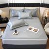 Estilo Simple de Lujo Ligero Jacquard Hielo Carbón Esterilla de Seda de Hielo Lavable a Máquina Kang Bacteria Esterilla para Cama Estilo Ajustado Transpirable Juego de Tres Piezas