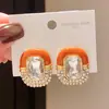 Pendientes Ovalados de Gota de Aceite Tachonados de Diamantes de Lujo Aguja de Plata Moda Retro Europea y Americana Pendientes Versátiles Pendientes de Nicho de Gama Alta