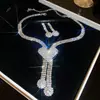 Pendientes de Borla de Diamante Estilo Palacio Francés Collar Cadena de Suéter Exagerada Exquisita de Gama Alta Moda Elegante Collar para Mujer