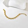 S28 Elegante Moda Corazón Pulsera de Acero Inoxidable Perforada Corazón de Melocotón Oro de 18 Quilates