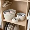Cesta de armazenamento em tecido trançado de imitação de rattan, cesta de armazenamento trançada para itens diversos de mesa em casa, cesta de armazenamento de brinquedos e roupas