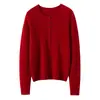 Outono/Inverno 2026 Novo Suéter de Cashmere com Trança, Caimento Slim, Manga Longa, Meio Botão, Gola Redonda, Camada Base 100% Cashmere Puro para Mulheres