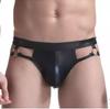 Fornecimento transfronteiriço Europa e Estados Unidos comércio exterior quente sexy roupa íntima masculina couro envernizado meia-calça triângulo ferro anel PU atacado