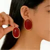 Pendientes Ovalados Geométricos de Resina Retro Simples Estilo Europeo y Americano Exagerados Elegantes de Gama Alta Nicho para Mujer