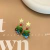 Pendientes de árbol de Navidad con estrellas y cuentas de colores navideños europeos y americanos, diseño de nicho, estilo exquisito, joyería para otoño e invierno que combina con todo.