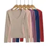 8090-26 Otoño, suéter de punto ajustado estilo coreano, puro y elegante, con cuello en V y manga larga