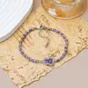 Pulsera de Amatista con Cuentas en Forma de Calabaza, Microincrustaciones de Circonita, Estilo Chino de Moda para Verano, Pulsera Sencilla y de Alta Gama para Mujer
