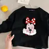 Nueva Camiseta de Estilo Primavera y Otoño de Algodón Puro con Mangas Largas, Estilosa de Dibujos Animados Mickey Mouse para Niños y Niñas, Ropa Interior Básica Suelta para Bebés