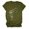 Amazon eBay sitio independiente moda casual personalizada para mujer diente de león estampado de libro cuello redondo manga corta camiseta
