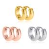 Pendiente de clip para oreja redondo brillante dorado electrochapado no descolorante acero inoxidable color oro K pendientes de personalidad hip-hop para hombres y mujeres