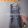 Delantal para Mujer Estilo Western de Algodón y Lino Overol Delantal Estilo Coreano Moda de Trabajo para Adultos Ropa de Trabajo Delantal de Cocina Anti-Manchas de Aceite