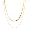 Collar de Cadena de Hueso de Serpiente Apilado de Doble Capa Europeo y Americano para Mujer, Lujo Accesible, Gama Alta, Cadena de Clavícula Sexy Personalizada, Cadena Versátil de Acero de Titanio