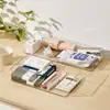 Caixa Organizadora de Gaveta de Mesa em Estilo Japonês Divisória Organizador de Utensílios de Cozinha Papelaria Caixa Pequena Plástico Transparente Organizador de Compartimentos