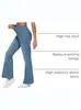 Jeans de campana elásticos de cintura alta para mujer europeos y americanos para moldear las piernas, control de abdomen, levantamiento de glúteos y adelgazamiento