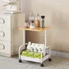 Mesa Lateral de una Sola Capa para Sala de Estar, Mesa Lateral para Sofá, Gabinete Móvil para Mesita de Noche, Uso Doméstico con Ruedas, Estante de Almacenamiento, Mesa de Café