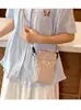 Nueva Bolsa Pequeña Cuadriculada Estilo Coreano para Teléfono Móvil, Bolso Cruzado, Mini Bolso de Hombro, Bolso de Hombro Pequeño Versátil de Moda y Tendencia para Compras