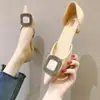 Zapatos de Tacón Alto de Aguja de Punta para Mujer Primavera y Verano 2025 Nuevo Estilo de Hada Flats Tacón Medio Boca Baja Versátil Huecos Zapatos de Mujer