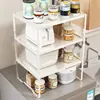 Estante de almacenamiento para encimera de cocina, soporte para ollas extensible, estante de almacenamiento multifuncional para microondas y olla arrocera para el hogar