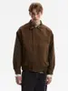 Chaqueta de cuadros escoceses marrones estilo americano con retazos, cuello camisero, chaqueta de béisbol para hombre, chaqueta casual holgada estilo granero de verano