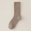 Calcetines de lana de punto grueso para mujer, otoño e invierno, forrados de felpa, engrosados, cálidos, calcetines holgados, zapatos japoneses Birkenstock, calcetines largos de color liso
