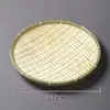 Pá de Bambu Trançado Feita à Mão Bandeja de Secagem Estilo Fazenda Cesta para Chá de Frutas Armazenamento de Cozinha Cesta para Pão Cozido Redonda