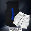 Conjunto Esportivo Masculino Calça de Corrida ao Ar Livre Fitness Verão Basquete Treinamento Secagem Rápida Regata Sem Mangas Roupa de Fitness para Corrida Noturna