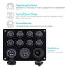 Rv Interruptor Ojo de Gato de 8 Bits Panel Combinado Redondo Caja de Fusibles para Coche Voltímetro Toma de Corriente Cargador USB Dual para Coche