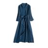 Etiqueta de Corte Diário para Exportação de Comércio Exterior 14 Peças para Clientes Vestido Camisa Elegante de Linho Puro com Gola e Cinto Simples