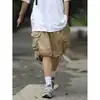 Pantalones Cortos Cargo de Verano para Hombre, Estilo Japonés Nuevo, Sueltos, Retro, de Cinco Puntos, Pierna Ancha Recta, Casual, Modernos