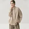 ¡Otoño e Invierno 25 Años! Chaqueta de Cachemir Artístico Estilo Coreano Otoño e Invierno para Mujer Chaqueta Cardigan de Cachemir de Color Sólido con Cuello Alto y Cremallera