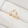 Anillo de Acero Inoxidable de Cinco Puntas de Nueva Moda Transfronterizo Anillo Personalizado Cortado Hueco Corazón de Melocotón Redondo Simple de Acero de Titanio