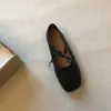 Sapatilhas de Ballet com Cadarço Quadradas Plissadas First Encounter Season para Mulheres, Sapatos de Vovó Versáteis com Solado Macio