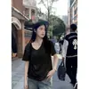 Camiseta de Verano Fina con Cuello en V y Mangas Cortas Dai Jia Wen para Mujer, Cómoda de Corte Holgado, Camiseta Básica Estilo Perezoso Adelgazante, Top Casual