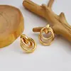 Nuevos Pendientes Geométricos de Moda Europea y Americana Pendientes de Aro Retro Pendientes de Estilo Metálico de Celebridad de Internet Joyería al por Mayor