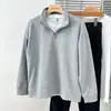 Moletom Retro Americano com Meio Zíper e Gola Alta para Homens, Outono e Inverno, Estilo Maduro, Solto e Casual, Pode Ser Usado como Camada Interna ou Externa