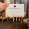 Conjunto de Brincos com Corrente de Zircônia Exagerada Personalidade Transfronteiriça Europeia e Americana Brincos Pendentes Elegantes Modernos com Senso de Design de Luxo Leve para Mulheres