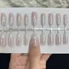 Arte de uñas ojo de gato con lunares color durazno electrochapado, elegante y con estilo, favorecedor y versátil, uñas postizas hechas a mano, producto terminado al por mayor