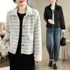 Suéter estilo Chanel, cárdigan de piel sintética de visón, ajustado estilo coreano, top corto elegante con cuello de solapa para mujer