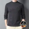 [Entrega Rápida] Camiseta Interior para Hombre con Cuello de Tortuga Medio, Doble Cara de Terciopelo, Manga Larga, Marca de Moda para Otoño