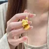 Pingente de Cabacinha Abridor-Fechador Banhado a Ouro 24K, Conserva a Cor, Escovado, Cravejado com Strass, Estilo Chinês Novo, Giratório, para Riqueza e Fortuna