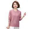 Malhas de Manga Longa para Outono e Inverno para Mulheres de Meia-Idade e Idosas, Tops Estilosos, Camisetas Básicas de Gola Redonda, Camisetas, Largas e Emagrecedoras