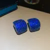 Joyas: Pendientes Cuadrados de Piedra Preciosa Verde Pavo Real Brillante, Pendientes de Circonita Estilo Palacio, Pendientes de Lujo Ligero y Gama Alta