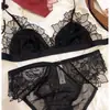 Roupa Íntima Sexy Transparente Ultra Fina Francesa Sutiã Push-Up para Seios Pequenos com Renda Bordada Verão Leve e Fino Peça Única Dropshipping
